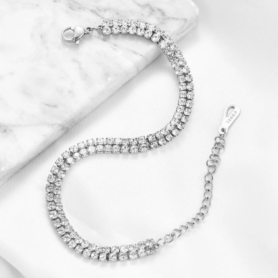 Tennis 2row Bracelet With Zircon steel - Shop-Tetuan