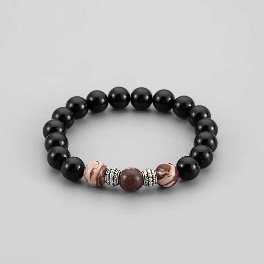 Natural Stone Black Beads blk brown