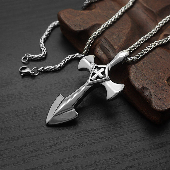 Knight Templar Cross Pendant Necklace silver