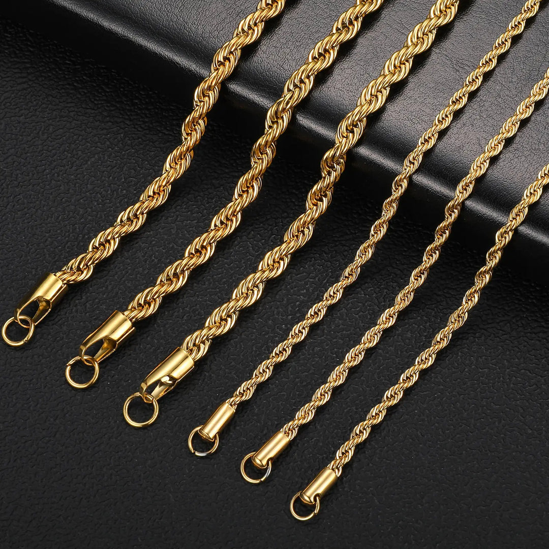 Twisted Rope Chain Necklace 55cm x 4mm gold - Shop-Tetuan