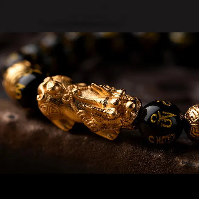 Lucky Charm Bead Feng Shui Bracelet black/gold