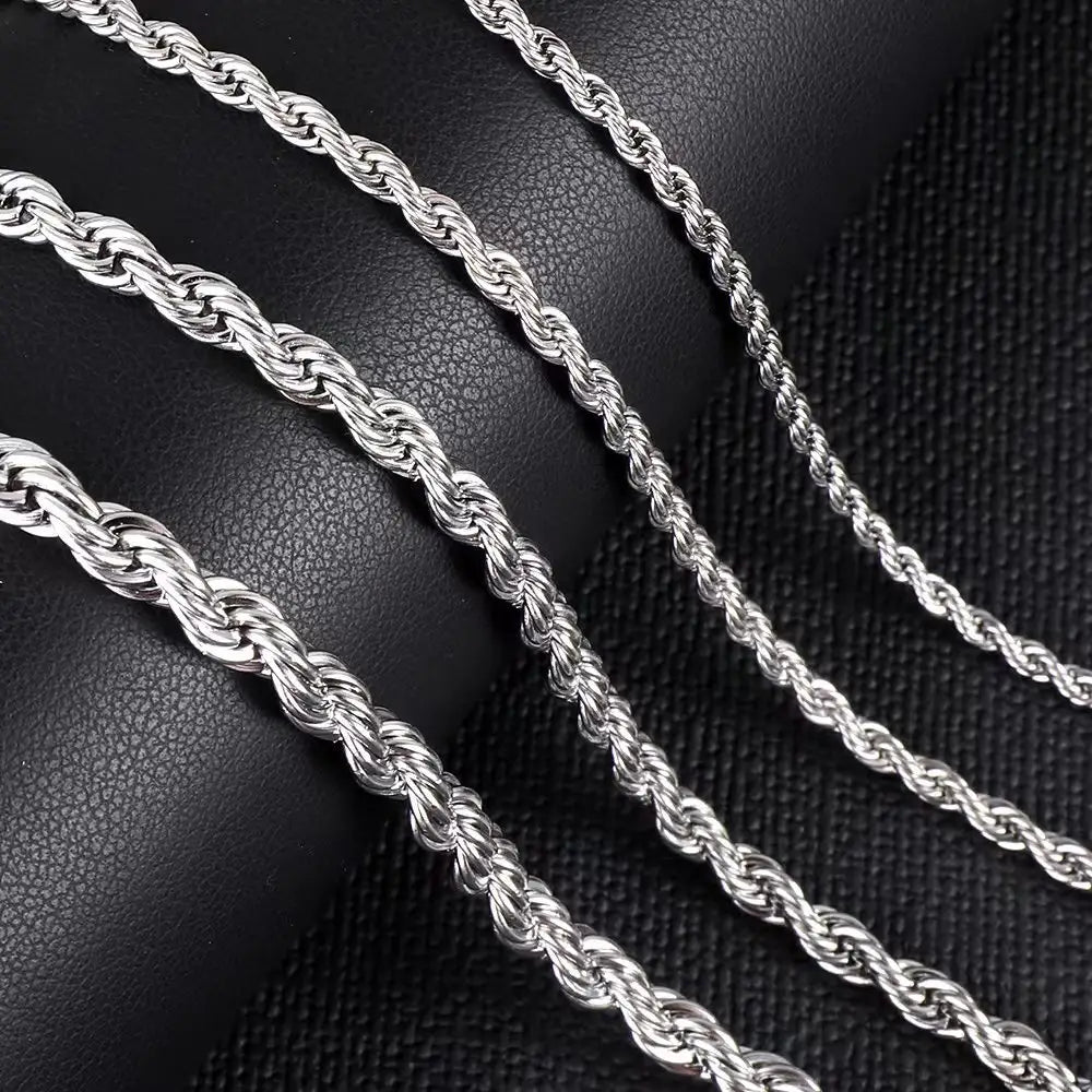 Twisted Rope Chain Necklace 60cm x 4mm steel - Shop-Tetuan