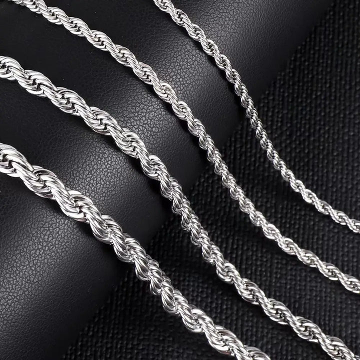 Twisted Rope Chain Necklace 60cm x 4mm steel - Shop-Tetuan