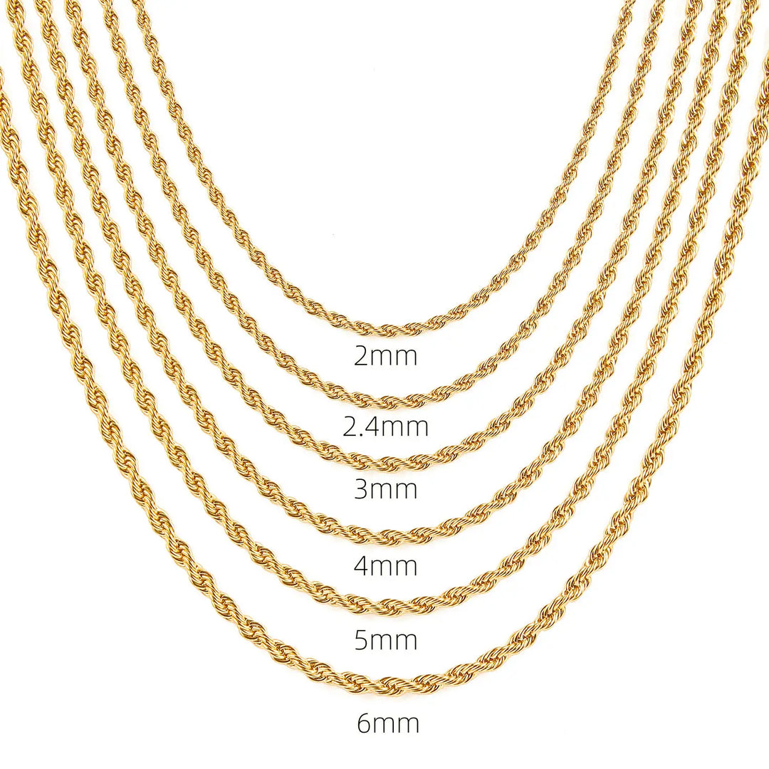 Twisted Rope Chain Necklace 55cm x 4mm gold - Shop-Tetuan