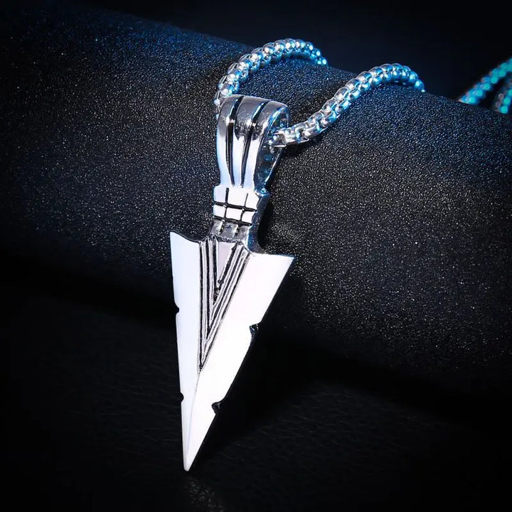 Triangle Shaped Steel Pendant Necklace silver - Shop-Tetuan