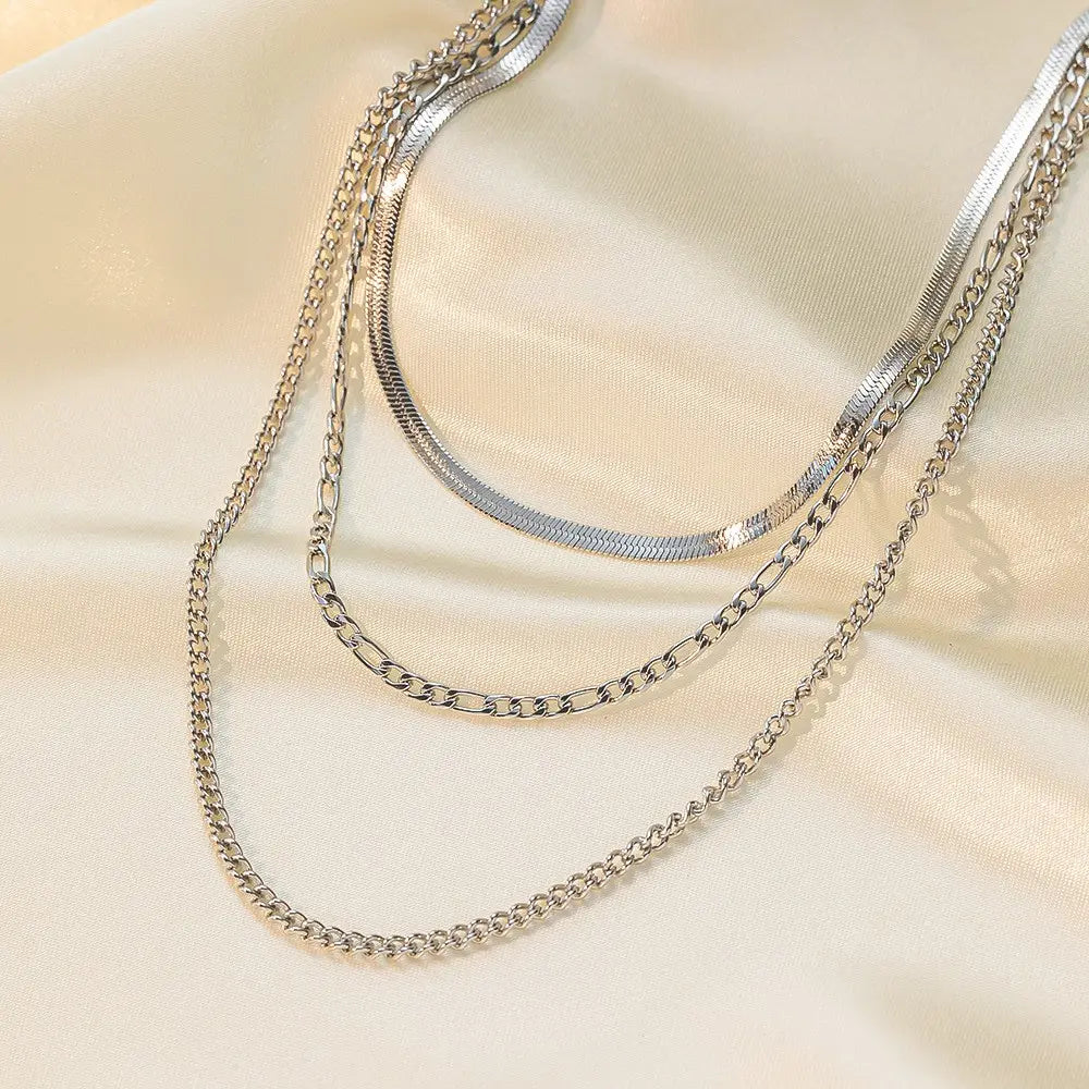Multi-Layer Snake Chain Necklace steel - Shop-Tetuan