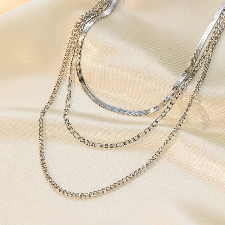 Multi-Layer Snake Chain Necklace steel - Shop-Tetuan