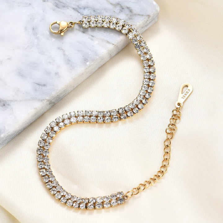 Tennis 2row Bracelet With Zircon gold - Shop-Tetuan