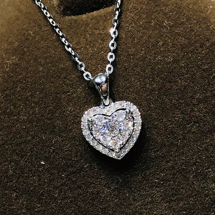 Micro Insert Zircon Love Heart Necklace silver