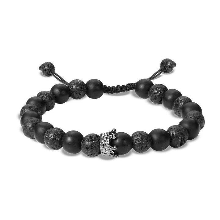 Stone Beaded Crown Bracelet black