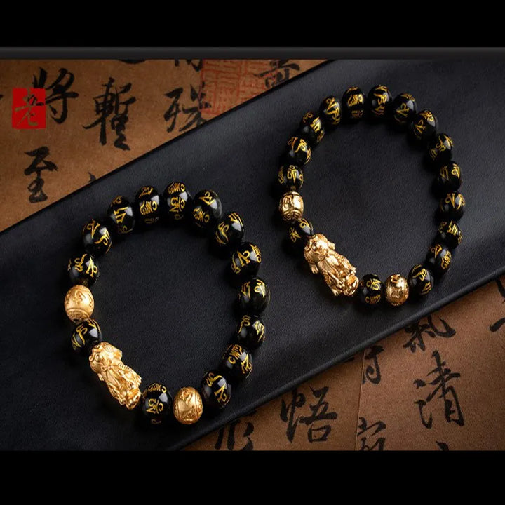 Lucky Charm Bead Feng Shui Bracelet black/gold