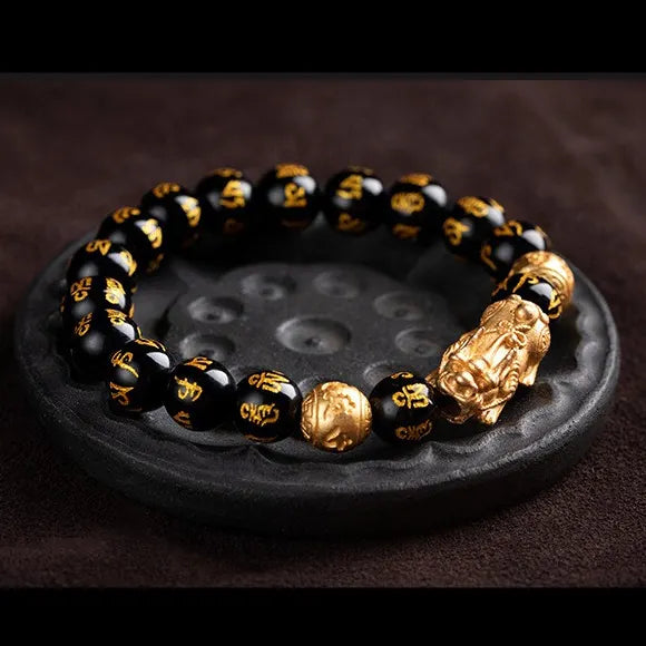 Lucky Charm Bead Feng Shui Bracelet black/gold