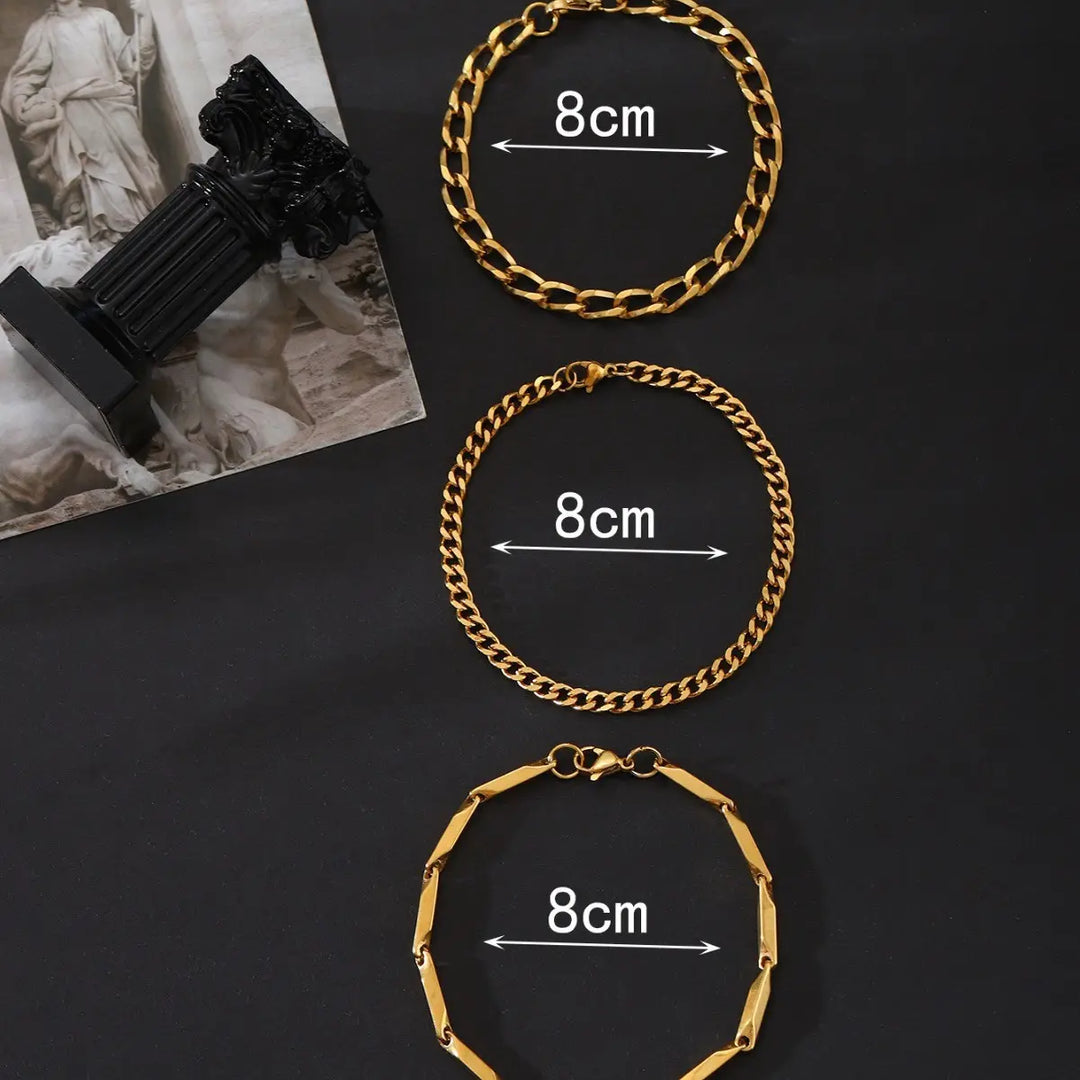 Three Piece Set Bracelet steel/gold - Shop-Tetuan