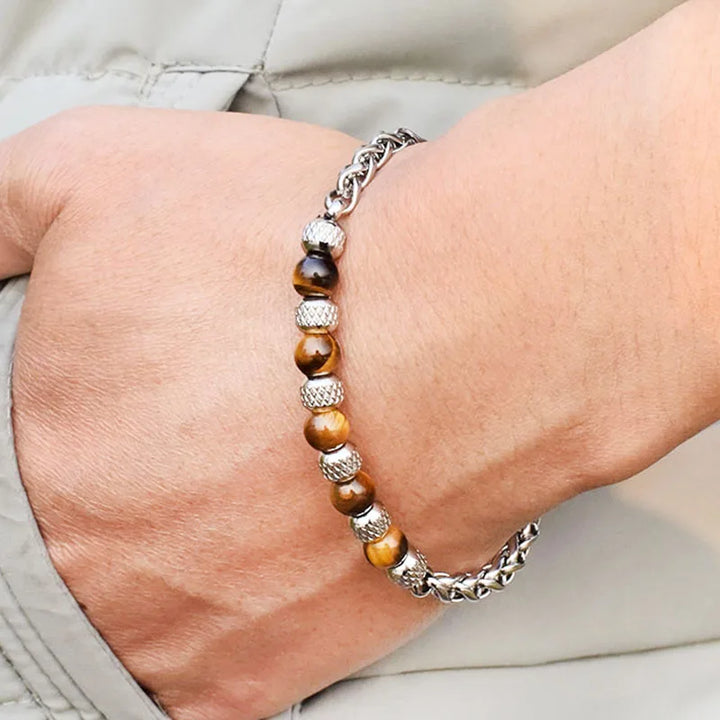 Steel Bead Bracelet Tiger Eye - Shop-Tetuan