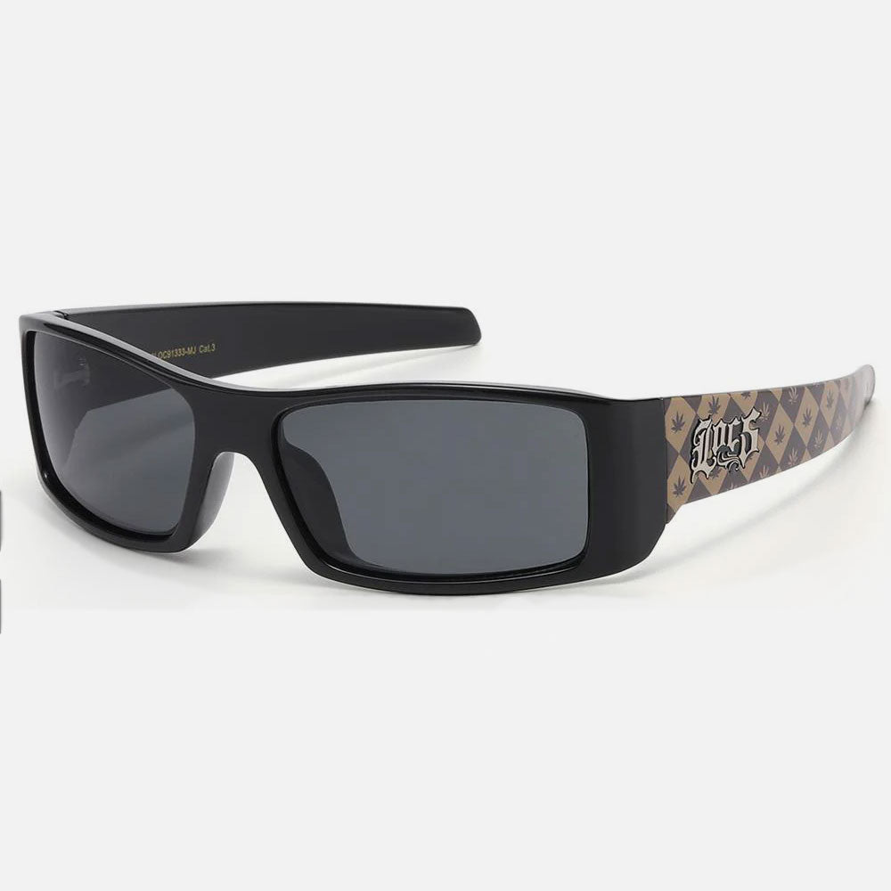 Locs West Coast Marijuana Leaf Print Sunglasses black/gold - Shop-Tetuan