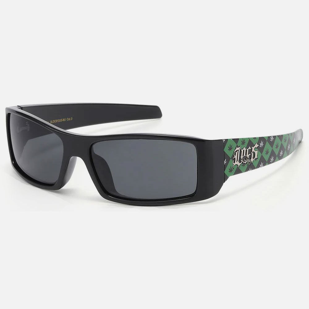 Locs West Coast Marijuana Leaf Print Sunglasses black/green - Shop-Tetuan