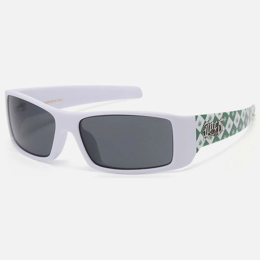 Locs West Coast Marijuana Leaf Print Sunglasses white - Shop-Tetuan
