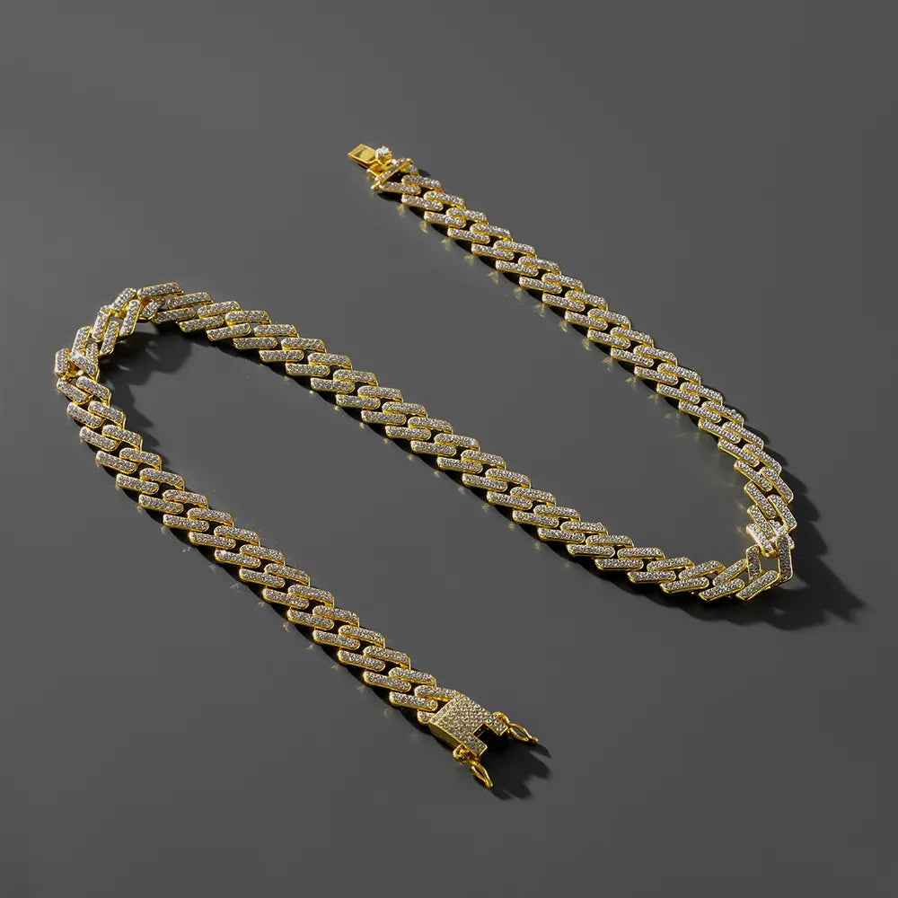 Full Diamond Chain Necklace gold