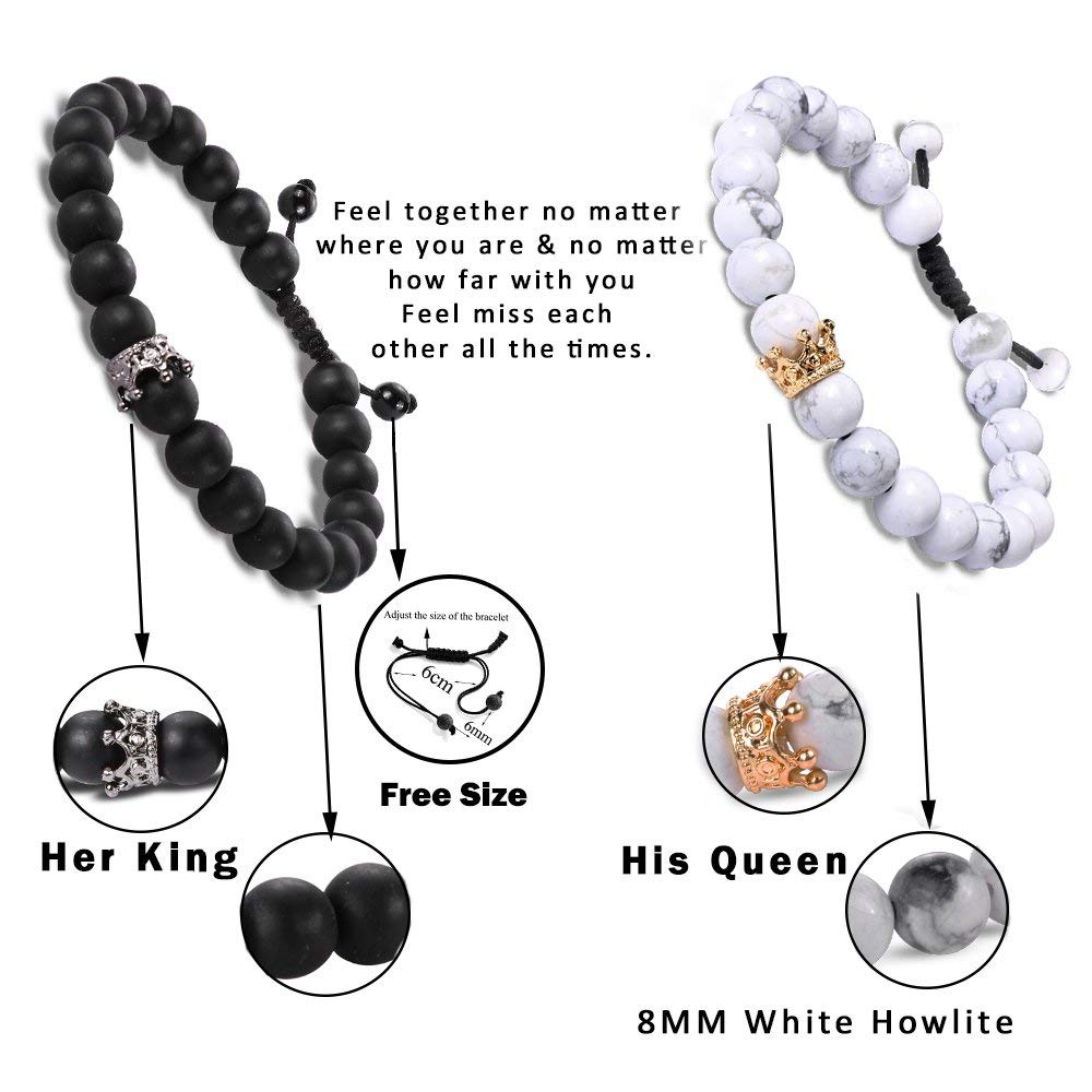 Stone Beaded Crown Bracelet black