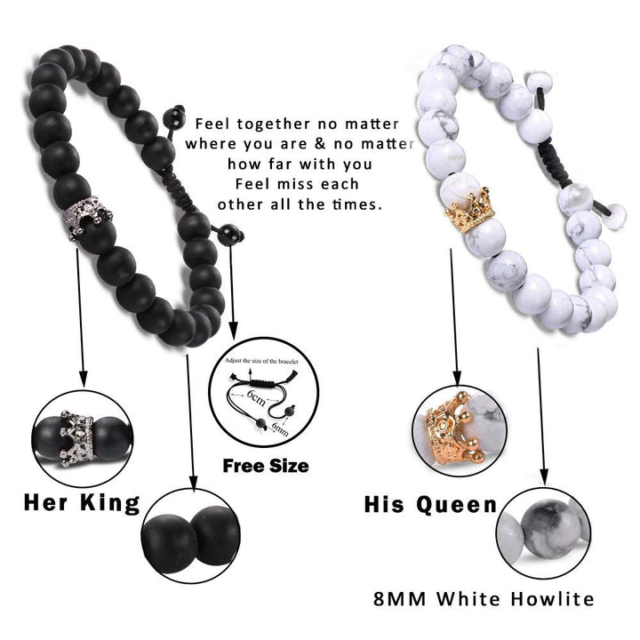 Stone Beaded Crown Bracelet black