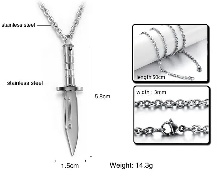 Dagger Pendant necklace steel - Shop-Tetuan