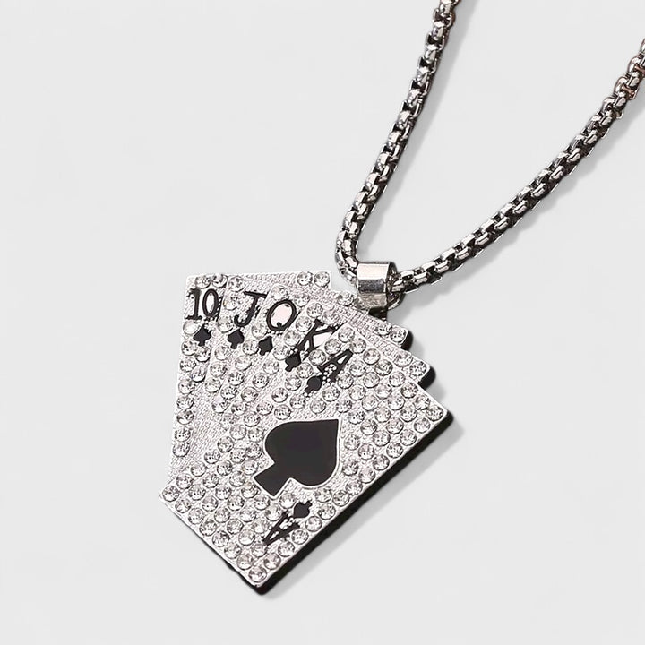 Playing Cards Pendant Necklace silver/black