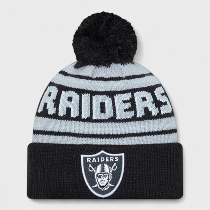 New Era NFL Pom Wordmark Bobble Knit Beanie LV Raiders black/grey