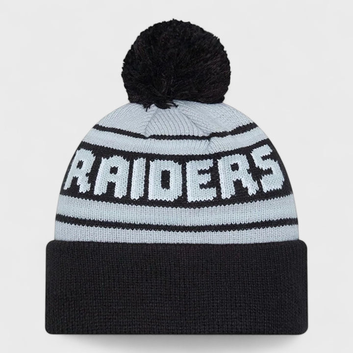 New Era NFL Pom Wordmark Bobble Knit Beanie LV Raiders black/grey
