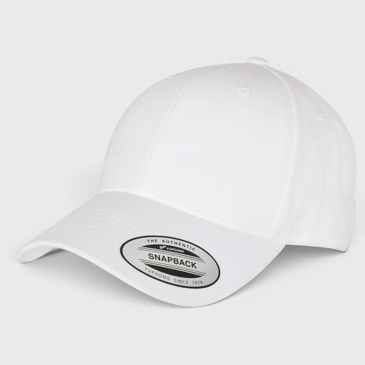 The Classics Yupoong Premium Curved Visor Snapback Cap white