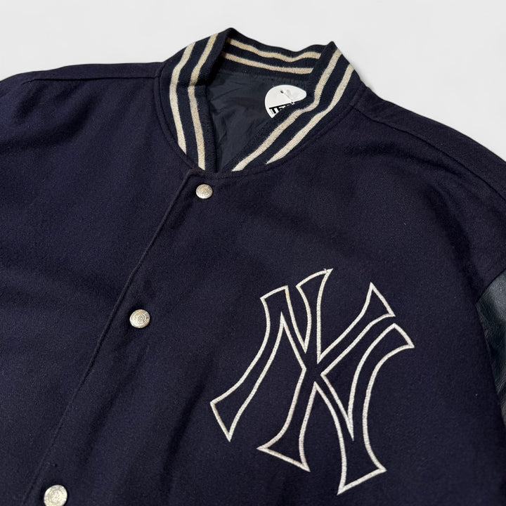 New York Yankees Jeff Hamilton Reversible Leather Wool Varsity Jacket navy 4XL