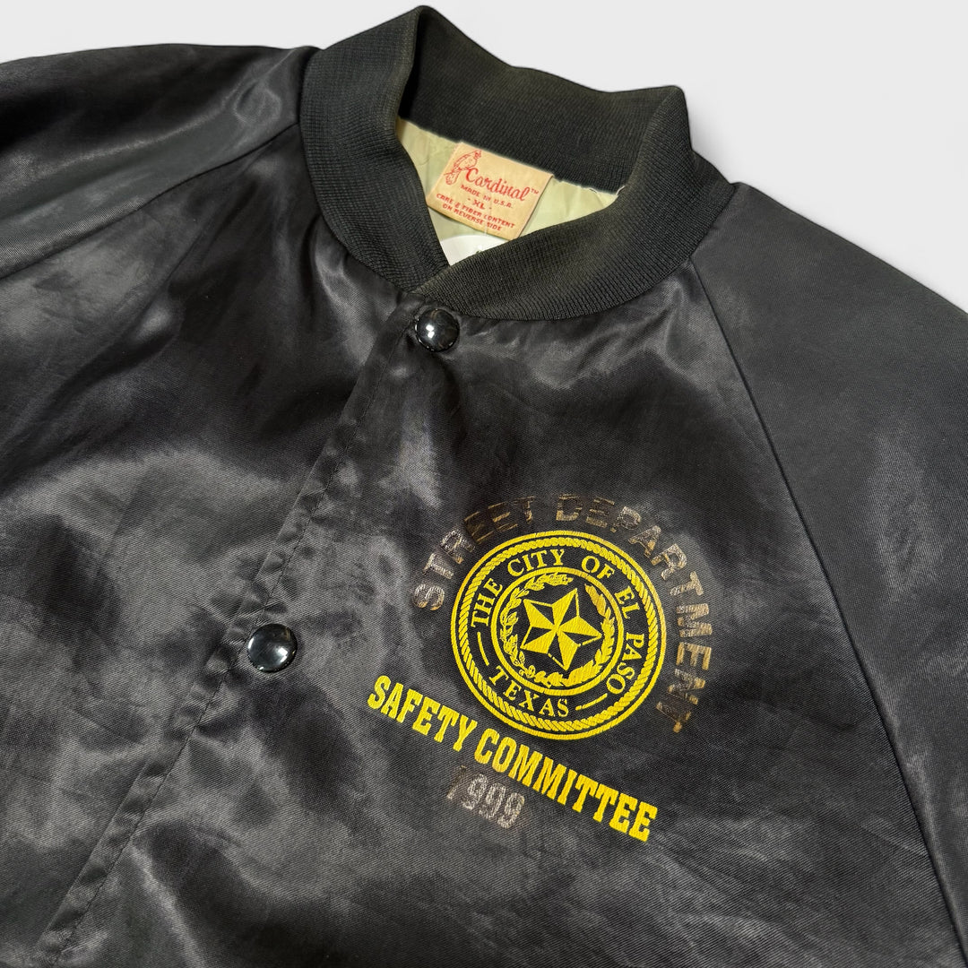 Cardinal The City of El Paso Texas Satin Baseball Jacket black