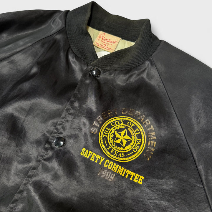 Cardinal The City of El Paso Texas Satin Baseball Jacket black