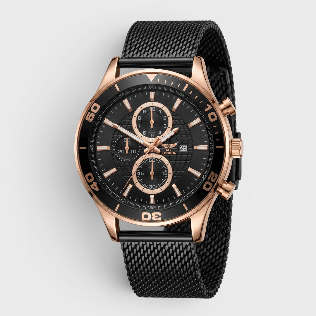 NY London Mesh Bracelet Watch gun/rose