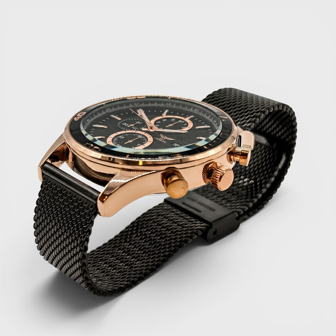 NY London Mesh Bracelet Watch gun/rose