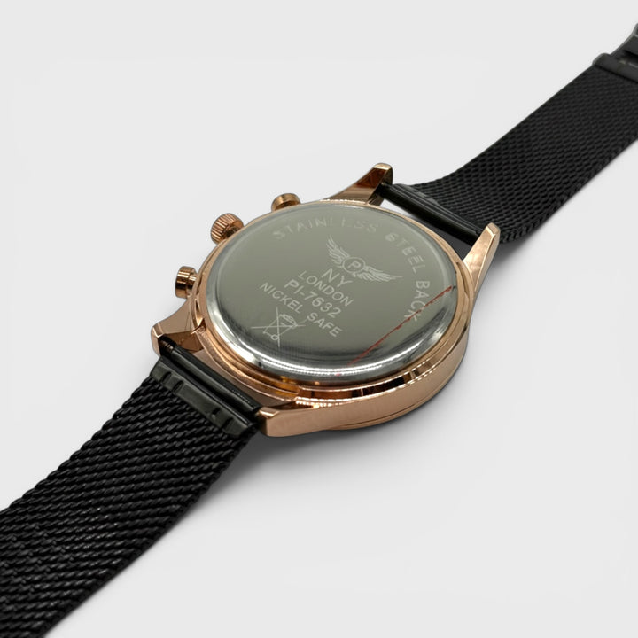 NY London Mesh Bracelet Watch gun/rose