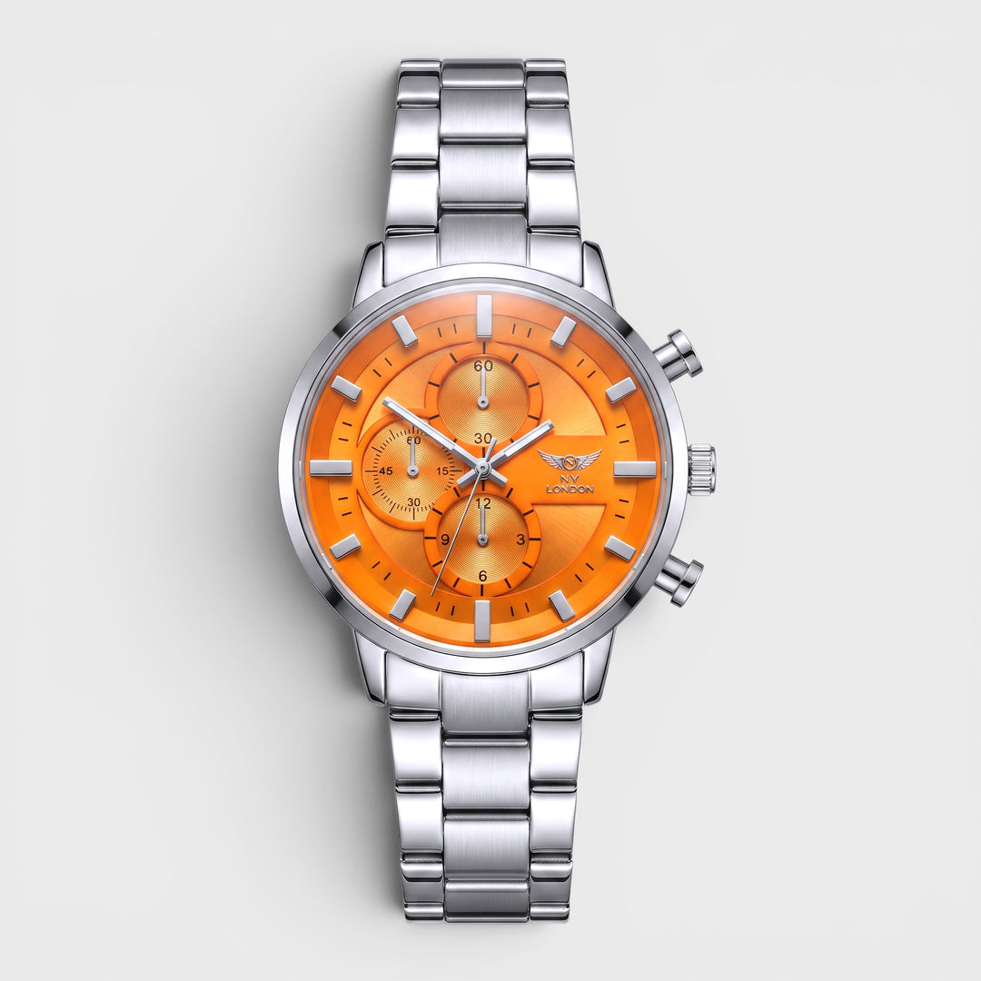 NY London Metal Bracelet Watch silver/orange