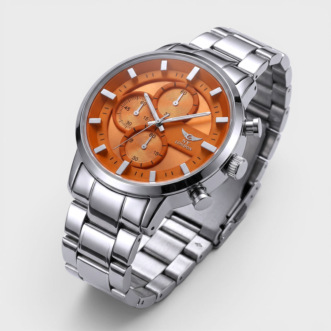NY London Metal Bracelet Watch silver/orange