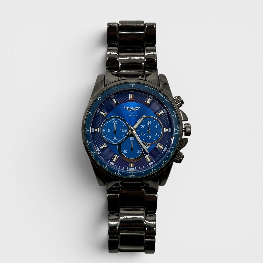 NY London Metal Bracelet Watch gun/blue