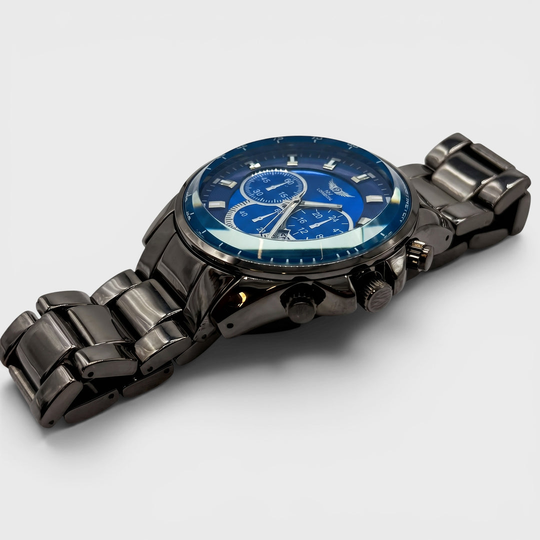 NY London Metal Bracelet Watch gun/blue