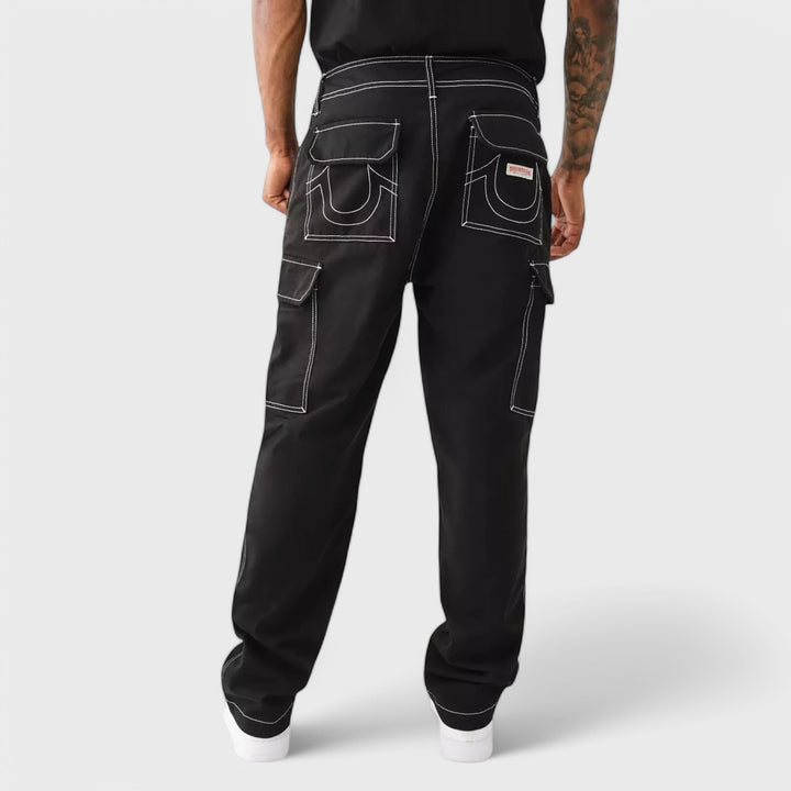 True Religion Big T Cargo Pants jet balck
