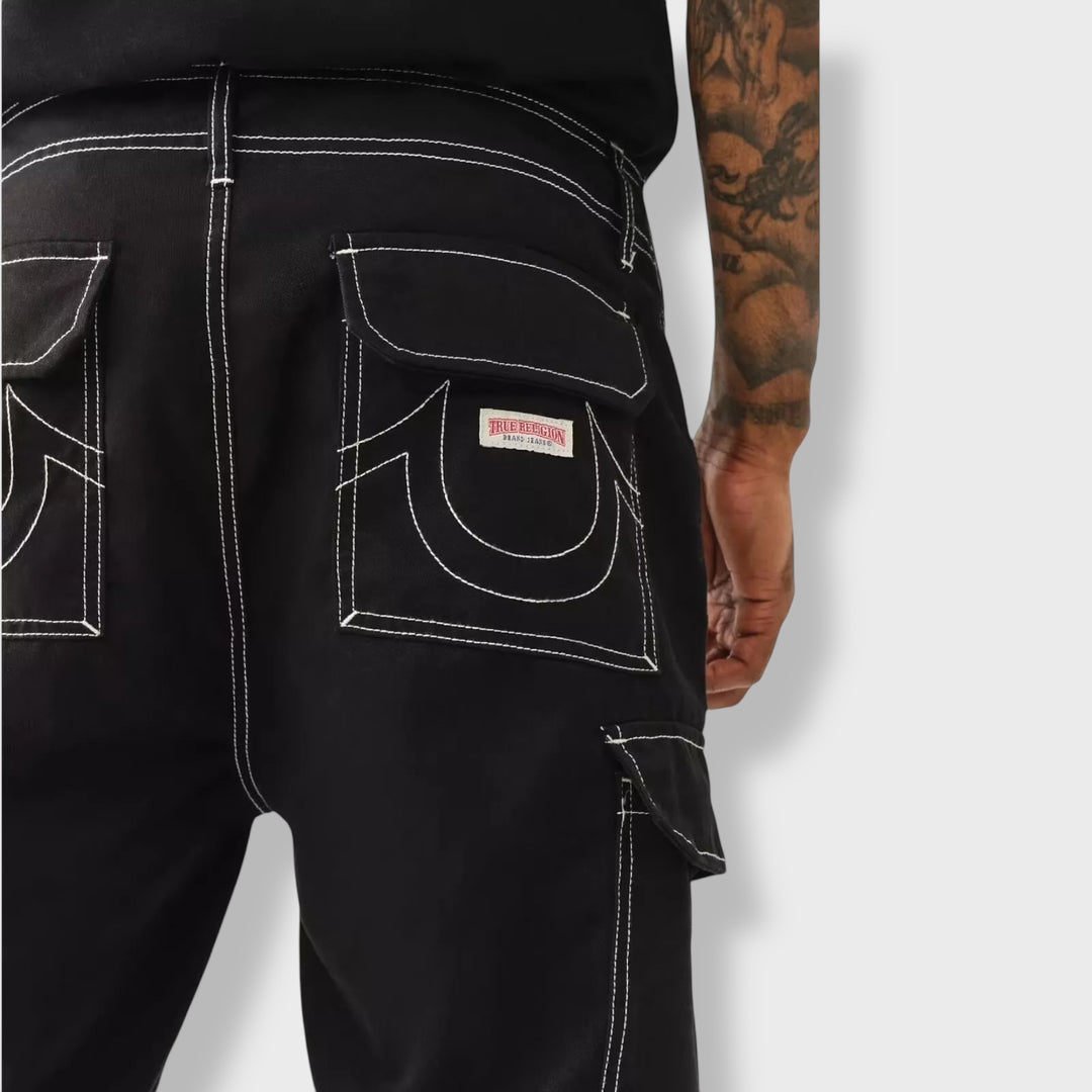 True Religion Big T Cargo Pants jet balck