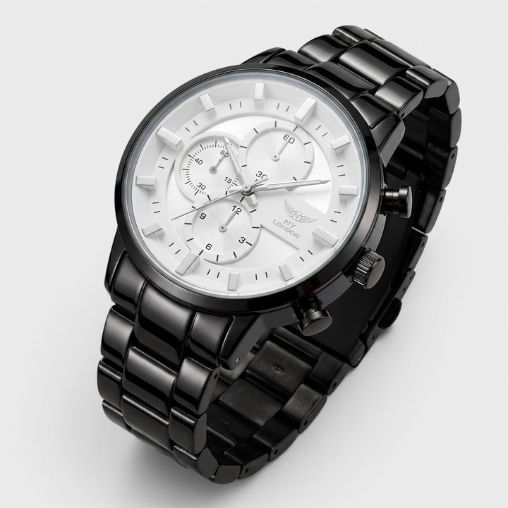 NY London Metal Bracelet Watch gun/white