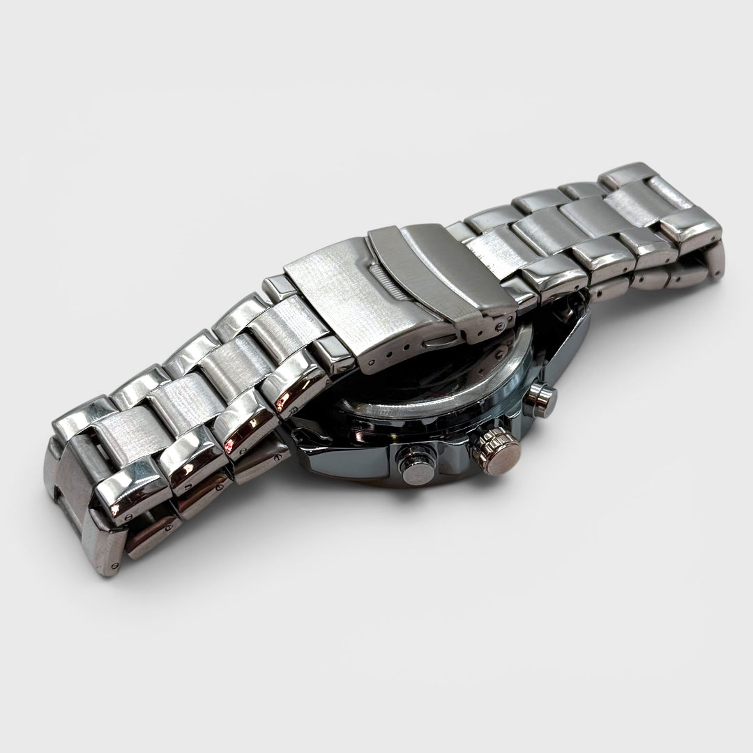 NY London Quamer Digital Metal Bracelet Watch silver/black