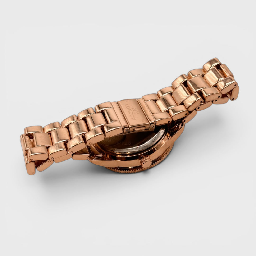 NY London Round Metal Bracelet Watch rose gold/white