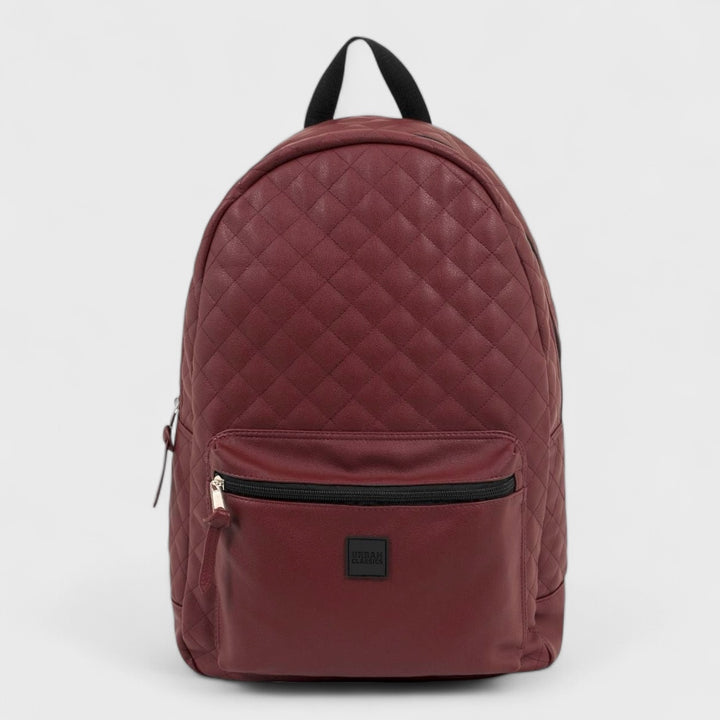 Urban Classics Diamond Quilt Leather Imitation backpack burgundy - Shop-Tetuan