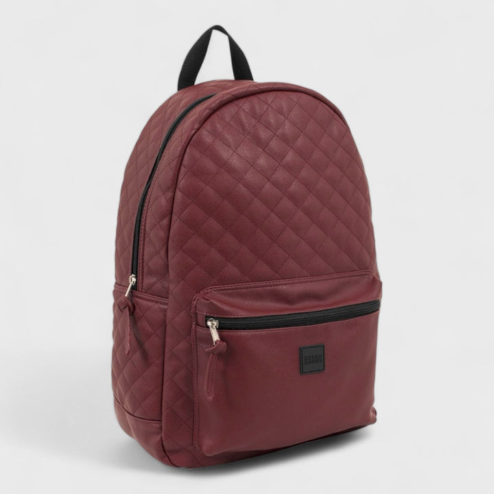Urban Classics Diamond Quilt Leather Imitation backpack burgundy - Shop-Tetuan