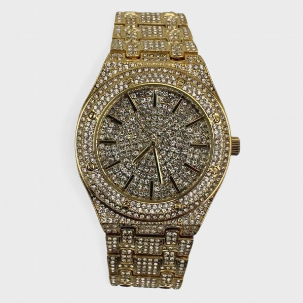 NY London Round Metal Bracelet With Diamonds Watch gold - Shop-Tetuan