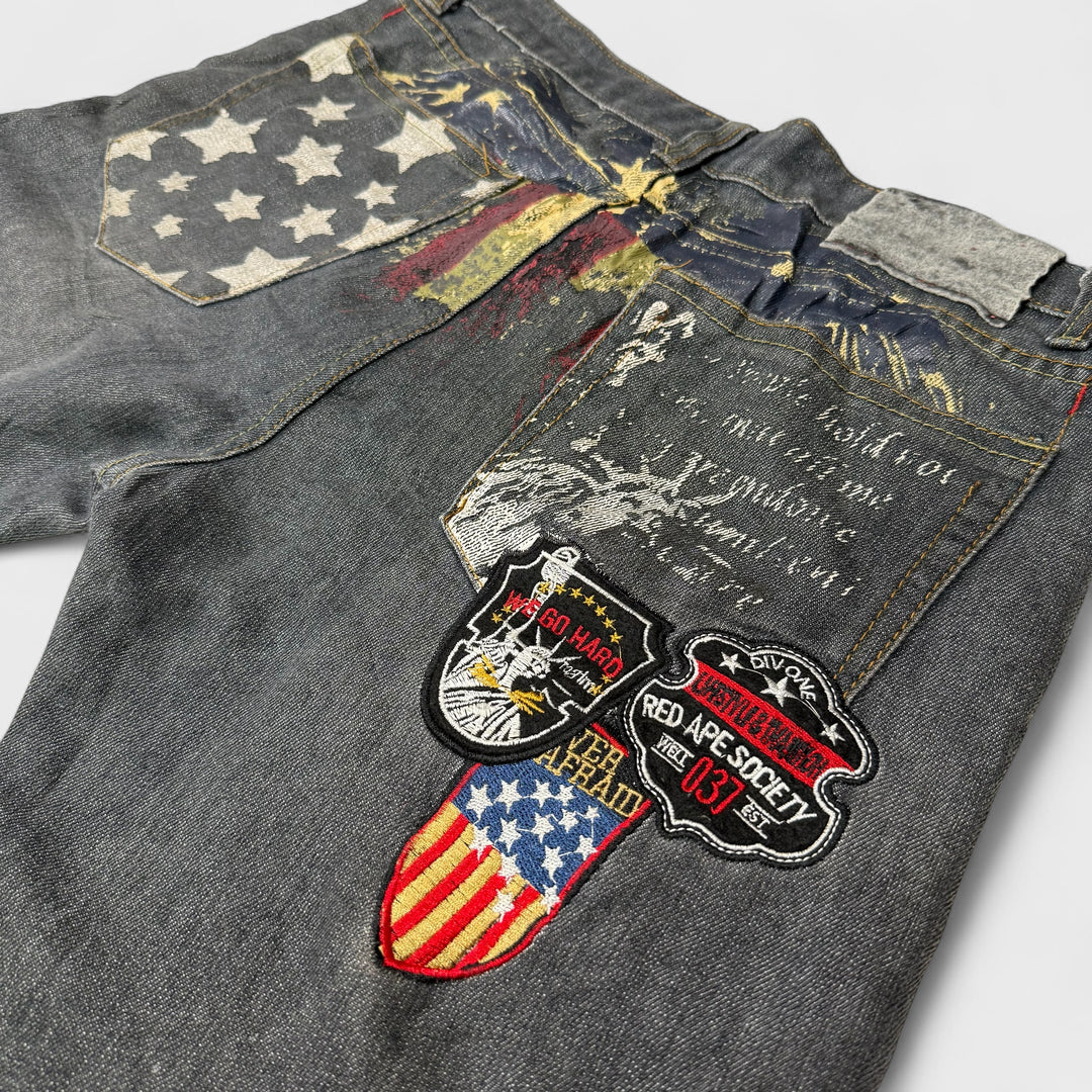 Red Ape Patches Jeans black 34 - Shop-Tetuan