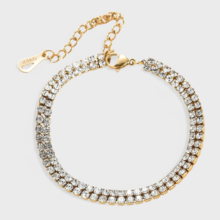 Tennis 2row Bracelet With Zircon gold - Shop-Tetuan