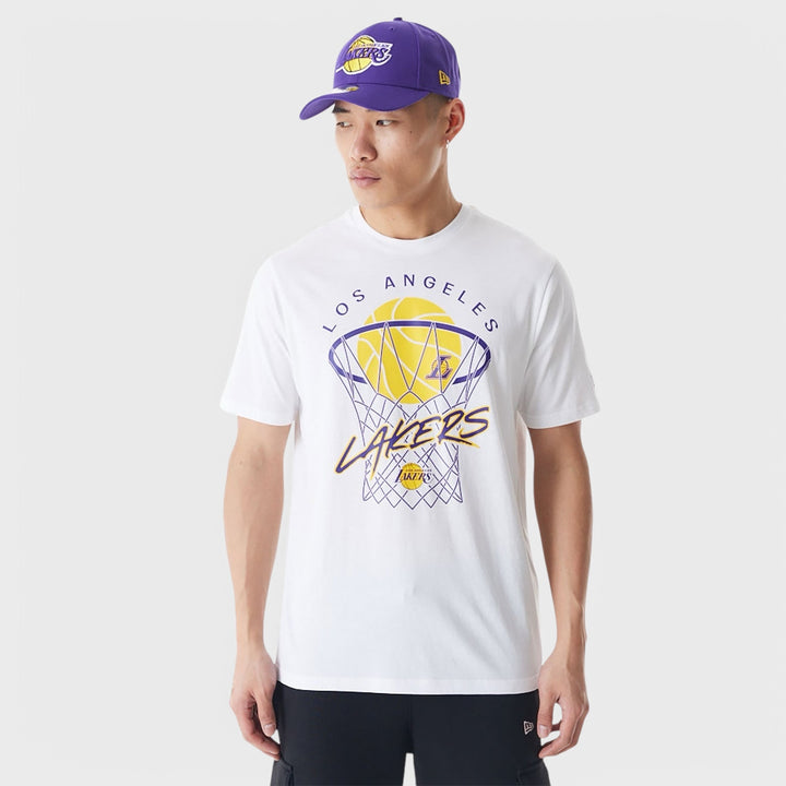 New Era NBA Net Graphic LA Lakers tee white - Shop-Tetuan